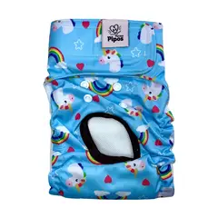 GENERICO - Pañal reutilizable para perro hembra Talla M modelo Unicornio Celeste