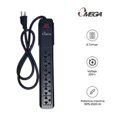 OMEGA - SUPRESOR DE PICOS 491124BK 6 TOMAS 1.2M 2500W 220V