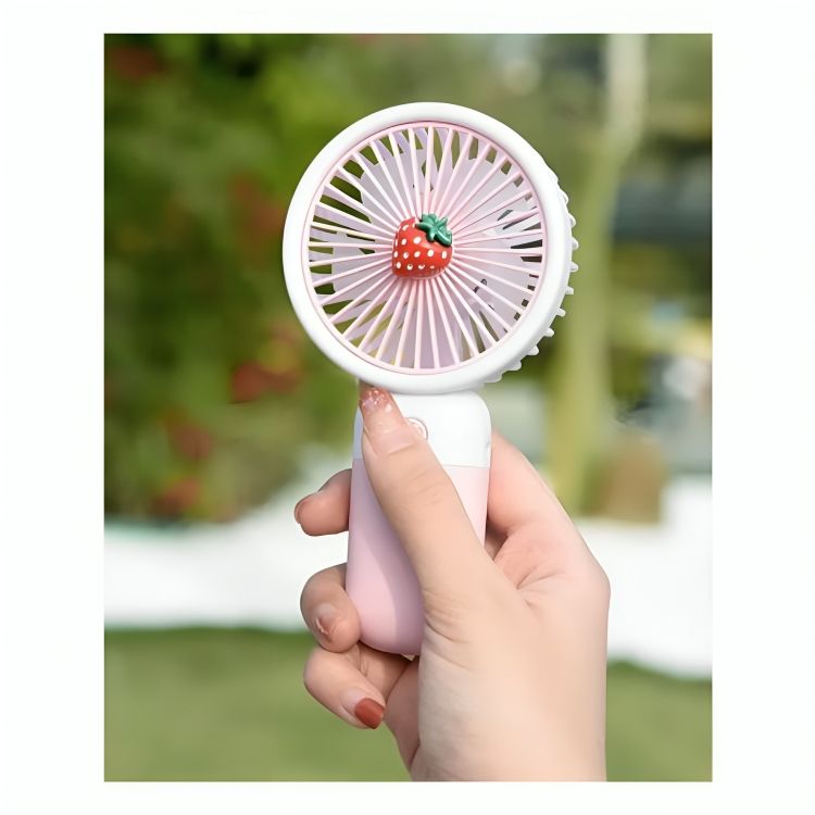 Mini Ventilador De Mano Diseño Frutas Portátil Recargable con Base Doble Uso