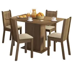 MADESA - Juego de Comedor Lexy con 4 Sillas MarrónBeige