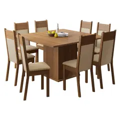 MADESA - Juego de Comedor Panamá con 8 Sillas MarrónCremaBeige