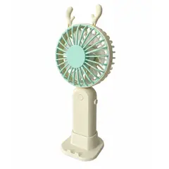 ALKALINE CARE - Mini Ventilador de mano Blanco con Celeste - Recargable USB Portatil