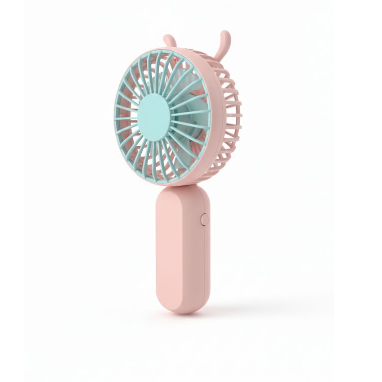 Mini Ventilador de mano Rosado con Celeste - Recargable USB Portatil