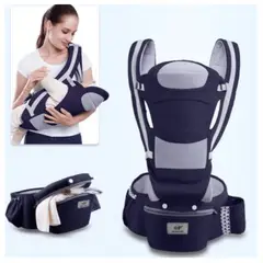 GENERICO - CANGURO BEBE ERGONÓMICO 15 POSICIONES CON PAÑALERA AZUL