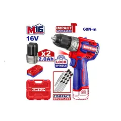 EMTOP - TALADRO PERCUTOR BRUSHLESS CHUCK METÁLICO 16V 60NM ECIDL16682 -