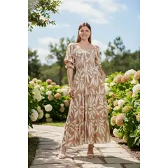 ARMA TU LOOK - VESTIDO SEVILLA LARGO MULTIAGUJA CON MANGAS ABULLONADAS