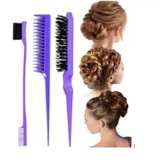 GENERICO - KIT PEINE CEPILLO PARA CABELLO -CLEAN LOOK LILA