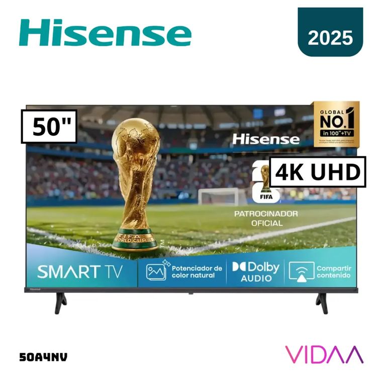 TELEVISOR 50 SMART TV VIDAA FullHD LED 2025 - 50A4NV Negro