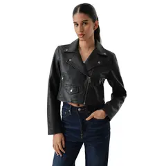 LEVIS - Casaca Mujer Cropped Moto Negro