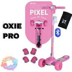 OXIEPRO - SCOOTER OXIE PRO PIXEL CON LUCES Y MUSICA INCLUYTE RODILLERA CODERA Y BOLSA DE TRANSPORTE DE OBSEQUIO - ROSADO