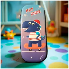 GENERICO - Cartuchera diseño dinosaurio azul con relieve 3D