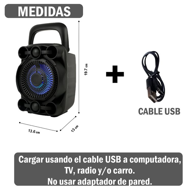 Parlante portátil con soporte de teléfono y Luces LED