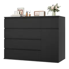 DIBA MUEBLES - Cómoda Amplia con 5Cj Blanco Sarah Negro