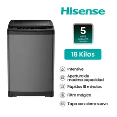 HISENSE - LAVADORA 18KG COLOR GRIS MOD WT3W1823UT