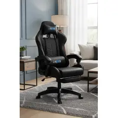 GENERICO - Silla Gamer Pro Con Masajeador Ergonomica Reclinable Posapies y Cojin
