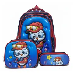 GENERICO - MOCHILA 3 EN 1 MULTIPACK PARA NIÑOS ESCOLAR PINGUINO CON RUEDAS
