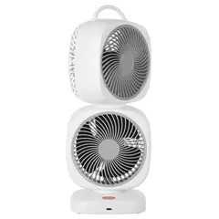 GENERICO - Ventilador de Escritorio Doble Recargable con Rotación 350°, 5 Velocidades y Carga USB Tipo C