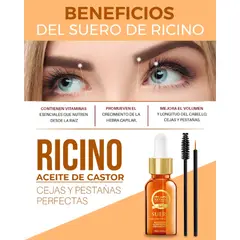 GENERICO - Suero de Ricino de Castor Nevada 15 ml: Crecimiento y Nutrición para Pestañas, Cejas y Cabello