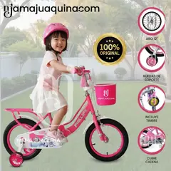 VELOX - Bicicleta Campera Aro 12 «CUTIE» con Canasta Dark Pink