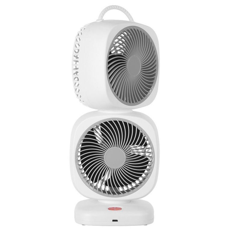 Ventilador de Escritorio Doble Recargable con Rotación 350°, 5 Velocidades y Carga USB Tipo C