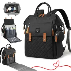 BABY - Pañalera LUXURY Multifuncional 4 en 1 Mochila, Cambiador, Impermeable y Termico N