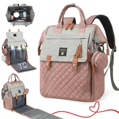 BABY - Pañalera LUXURY Multifuncional 4 en 1 Mochila, Cambiador, Impermeable y Termico R