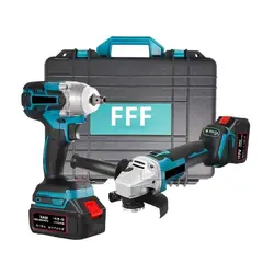 GENERICO - Combo Amoladora 125mm + Llave de Impacto 128v Doble Bateria