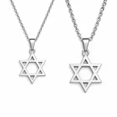 GENERICO - Pack 2 collares pareja estrella de David plateado