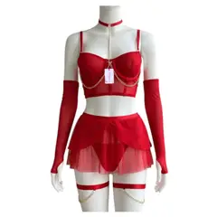 GENERICO - LENCERIA ROJA SEXY FALDITA CORSET