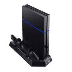 GENERICO - Soporte Vertical PS4 FAT con Ventilador Doble y Cargador Dual Base de Enfriamiento con Hub USB