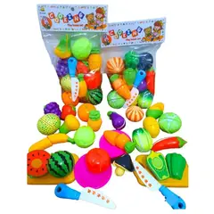 GENERICO - Pack didáctico de Frutas y Verduras para Cortar