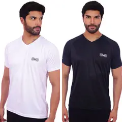 M MUSCLE MUSEUM - Polo Deportivo Pack x 2 Colores Negro y Blanco para Hombre