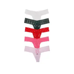 VICTORIA'S SECRET - Calzon Hilo Pack 5 Encaje Victorias Secret