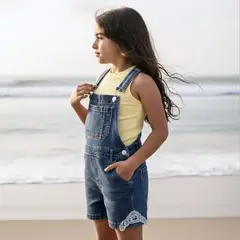 GENERICO - Overall Denim Encaje Niña Angela Kids