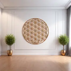 GENERICO - MANDALA DECORATIVA CUADRO DECORATIVO DE MDF COLOR NATURAL FLOR DE LA VIDA