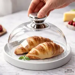 GENERICO - Porta Postres Moderno - Domo de Acrílico con Plato - Bombonera con Base Cerámica y Cúpula Acrílico