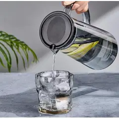 GENERICO - Set Moderno Jarra y 6 Vasos Rocas en Gris Translucido