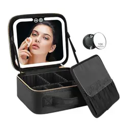 GENERICO - Maletín de Belleza Profesional con Espejo LED Integrado Organizador de Lujo