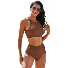TIOZONEY - Bañador de dos piezas de cintura alta