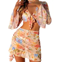 TIOZONEY - Vestido de playa y bikini de cuatro piezas