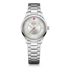 WENGER - Reloj City Classic correa de acero inoxidable dial plata