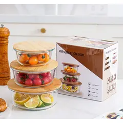 GENERICO - Set x 3 Tapers de Vidrio Con Tapa de Bambú.