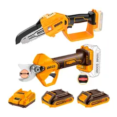 INGCO TOOLS - Sierra Podadora 5+ Tijera Recta Inalámbrica 25mm Brushless Naranja Claro