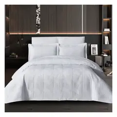 GENERICO - Set cubrecama espiga blanco algodón importado