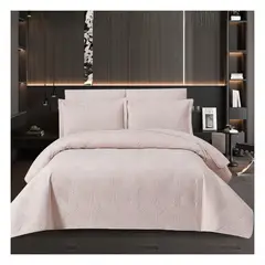 GENERICO - Set cubrecama espiga rosado bebé algodón importado