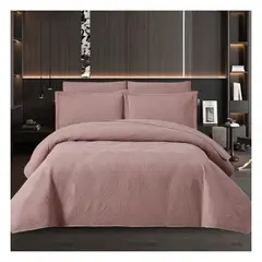 GENERICO - Set cubrecama espiga palo rosa algodón importado