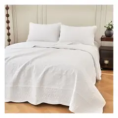 GENERICO - Quilt floral blanco algodón importado