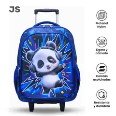 GENERICO - MOCHILA ESCOLAR 3 EN 1 MULTIPACK CON RUEDAS ESCOLAR PANDA BEBE JS