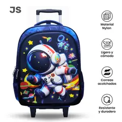 GENERICO - MOCHILA ESCOLAR 3 EN 1 MULTIPACK CON RUEDAS ESCOLAR ASTRONAUTA JS