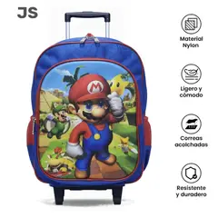 GENERICO - MOCHILA ESCOLAR 3 EN 1 MULTIPACK CON RUEDAS ESCOLAR MARIO JS